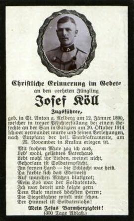 KÖLL Josef Zugsführer 1890 - 1914
