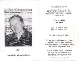 Köll Anna geb. Raggl 1915 - 1990