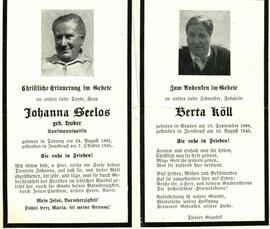 Seelos Johanna geb. Huber Kaufmannsgattin 1861 - 1945 und Berta Köll, 1888 - 1945