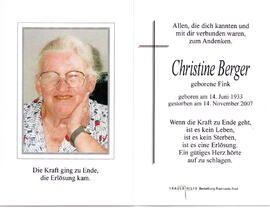 Berger Christine geborene Fink 1933 - 2007