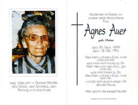 Auer Agnes geb. Heiss 1899 - 1993
