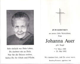 Auer Johanna geb. Raggl 1903 - 1992