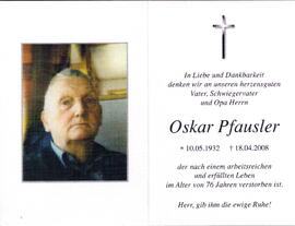 Pfausler Oskar 1932 - 2008