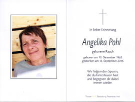 Pohl Angelika geborene Rauch, 1962 - 2016