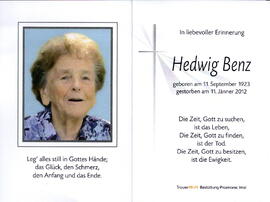 Benz Hedwig 1923 - 2012