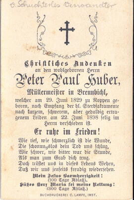 Huber Peter Paul Müllermeister 1829 - 1898
