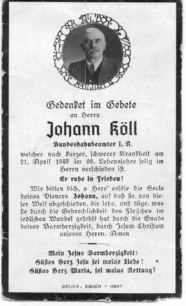 Köll Johann Bundesbahnbeamter 1872 - 1940
