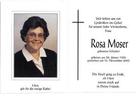 Moser Rosa geborene Schlatter, 1925 - 2003