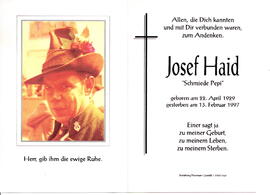 Haid Josef "Schmiede Pepi", 1929 - 1997