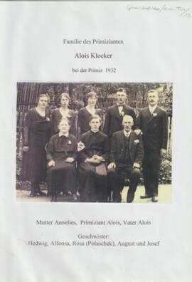Familie des Primizianten Alois Klocker