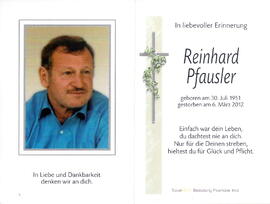 Pfausler Reinhard 1951 - 2012