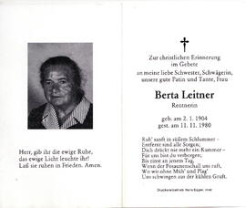 Leitner Berta Rentnerin 1904 - 1980
