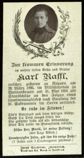 Raffl  Karl Soldat 1895 - 1916