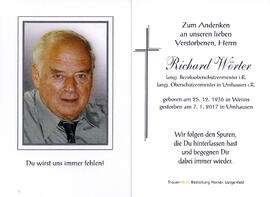 Wörter Richard Bezirksschützenmeister i.R. 1936 - 2017