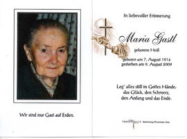 Gastl Maria geb. Heiß 1914 - 2009