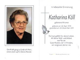 Köll Katharina geb. Krismer 1919 - 2011