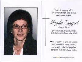 Zangerl Magda geborene Pöcher, 1964 - 2017