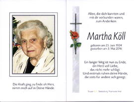 Köll Martha 1924 - 2016
