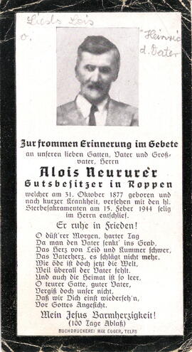 Neururer Alois Gutsbesitzer 1877 - 1944