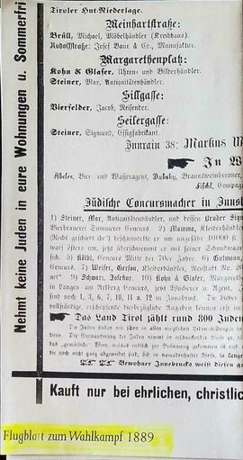 Flugblatt zum Wahlkampf 1889
