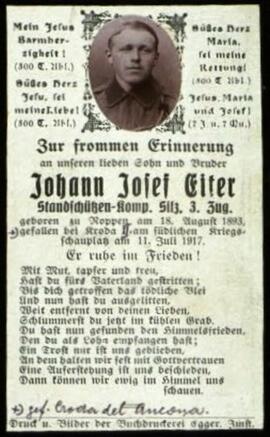 Eiter Johann Josef  Standschützen1893 - 1917