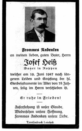 Heiß Josef, Bauer 1869 - 1947
