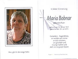 Bobnar Maria geborene Kuen, 1937 - 2015