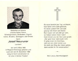 Neururer Josef  1892 - 1980