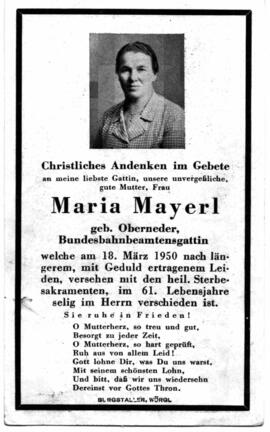 Mayerl Maria geb. Oberneder 1889 - 1950