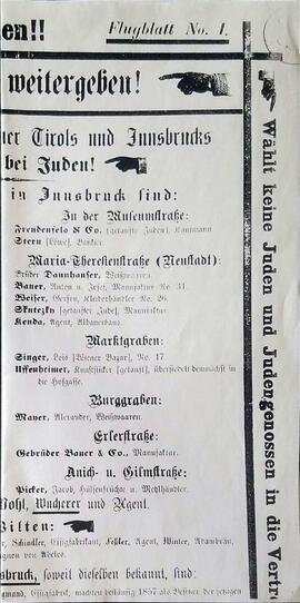 Flugblatt zum Wahlkampf 1889