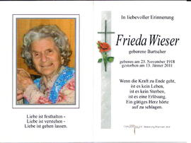 Wieser Frida geborene Burtscher, 1918 - 2011