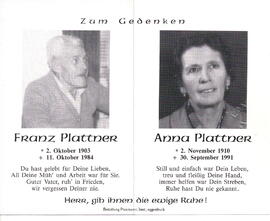 Plattner Franz 1903 - 1984,  Plattner Anna 1910 - 1991