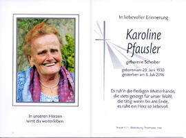 Pfausler Karoline geborene Scheiber, 1930 - 2016