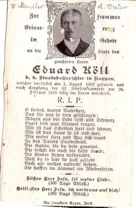 Köll Eduard k.k. Staatsbahnrichter 1867 - 1915