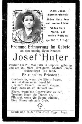 Huter Josef 1909 - 1919