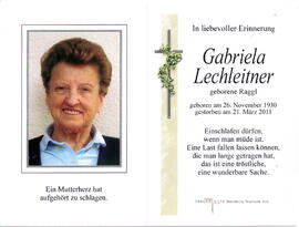 Lechleitner Gabriele geb. Raggl 1930 - 2011