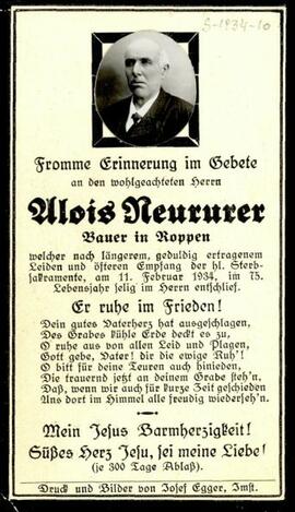Neururer Alois Bauer 1859 - 1934