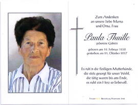 Thuille Paula geborene Gstrein, 1930 - 2017