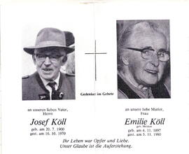 Köll Josef 1900 - 1970 Emilia Köll geb. Melmer 1897 - 1980