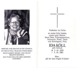 Köll Ida geb. Gritsch, 1929 - 1985