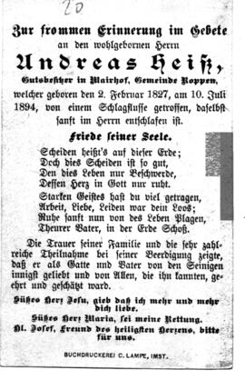 Heiß Andreas Gutsbesitzer, 1827 - 1894