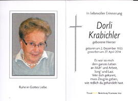 Krabichler Dorli geb. Hierzer 1935 - 2014