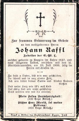 Raffl Johann 1847 - 1909