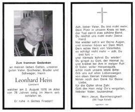 Heiß Leonhard Landwirt 1900 - 1976