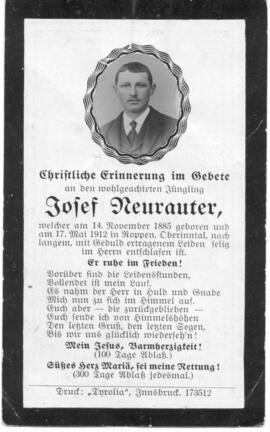 Neurauter Josef 1885 - 1912