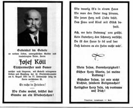 Köll Josef, Tischlermeister und Bauer 1874 - 1951