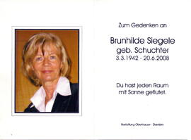 Siegele Brunhilde geb. Schuchter 1942 - 2008