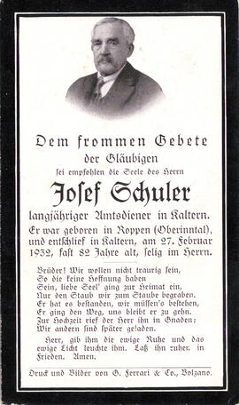 Schuler Josef, Amtsdiener 1850 - 1932