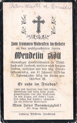 Köll Wendelin, Sensenschmied 1843 - 1920