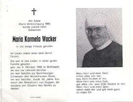 Kamela Maria Wacker Barmherzige Schwester in Zams 1908 - 1985